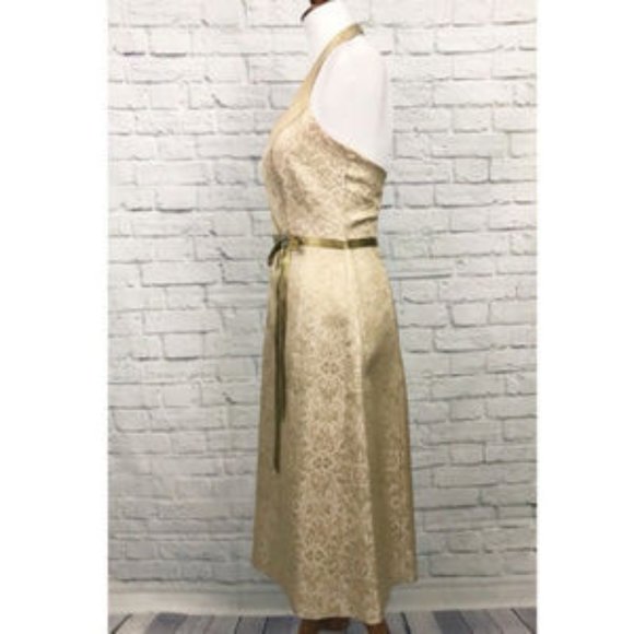 David’s Bridal Brocade Halter Dress Size 6 - Picture 2 of 7